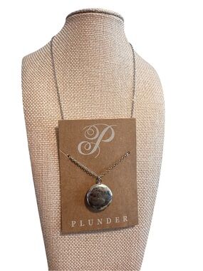Plunder Silver Round Disc Locket Pendant Necklace
